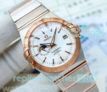 High Quality Clone Omega Constellation Watch White Dial Rose Gold Bezel